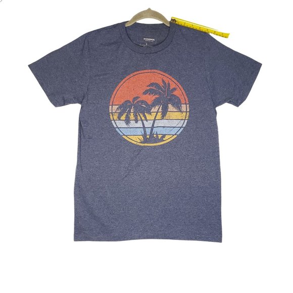 Sonoma Good for Life Vibes Hawaiian Tropical Print T-Shirt Blue Mens Size Small - Picture 8 of 10